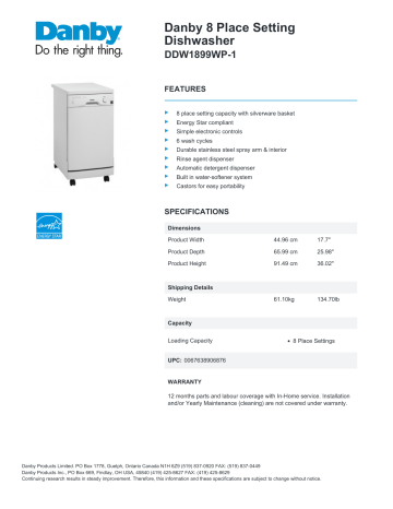 danby dishwasher ddw1899wp manual