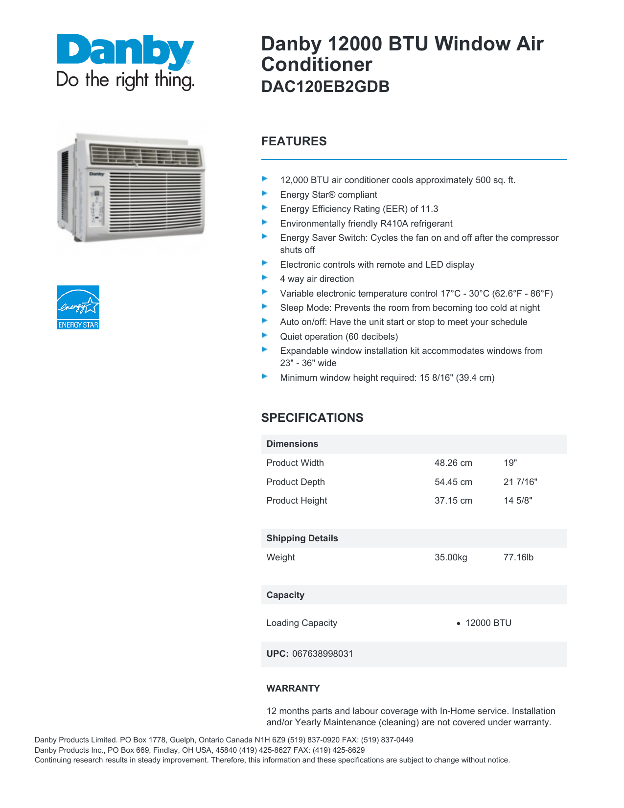 danby dac120eub3gdb