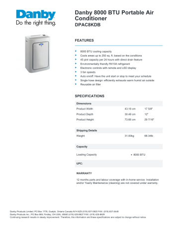 danby air conditioner dpac8kdb