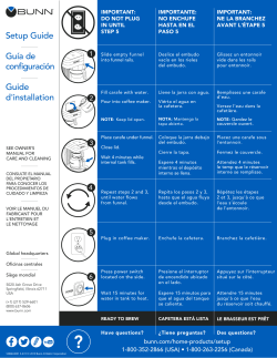 Bunn CSB3T - Product Manual, User 