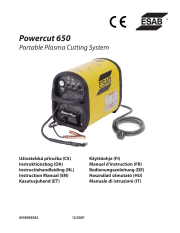 ESAB Powercut 650 Portable Plasma Cutting System Instruction manual | Manualzz