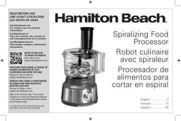 Hamilton Beach 10 Cup Spiralizing Food Processor, Silver - 70735
