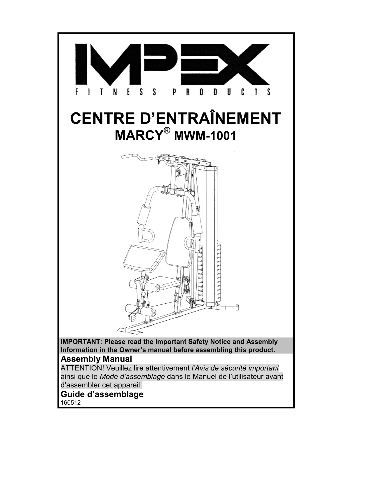 Marcy mwm 2024 1001 manual