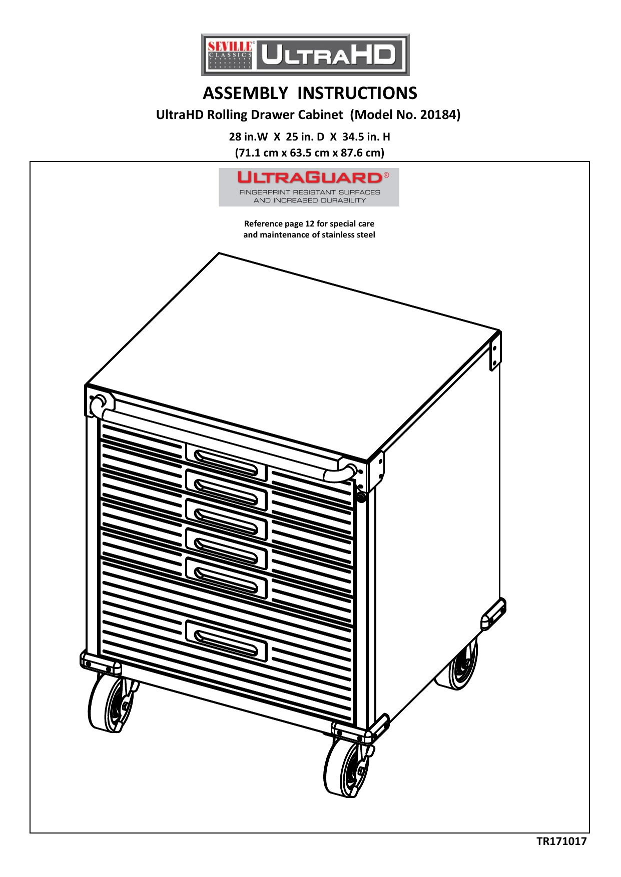 Seville Classics Ultrahd Rolling With Stainless Steel Top www