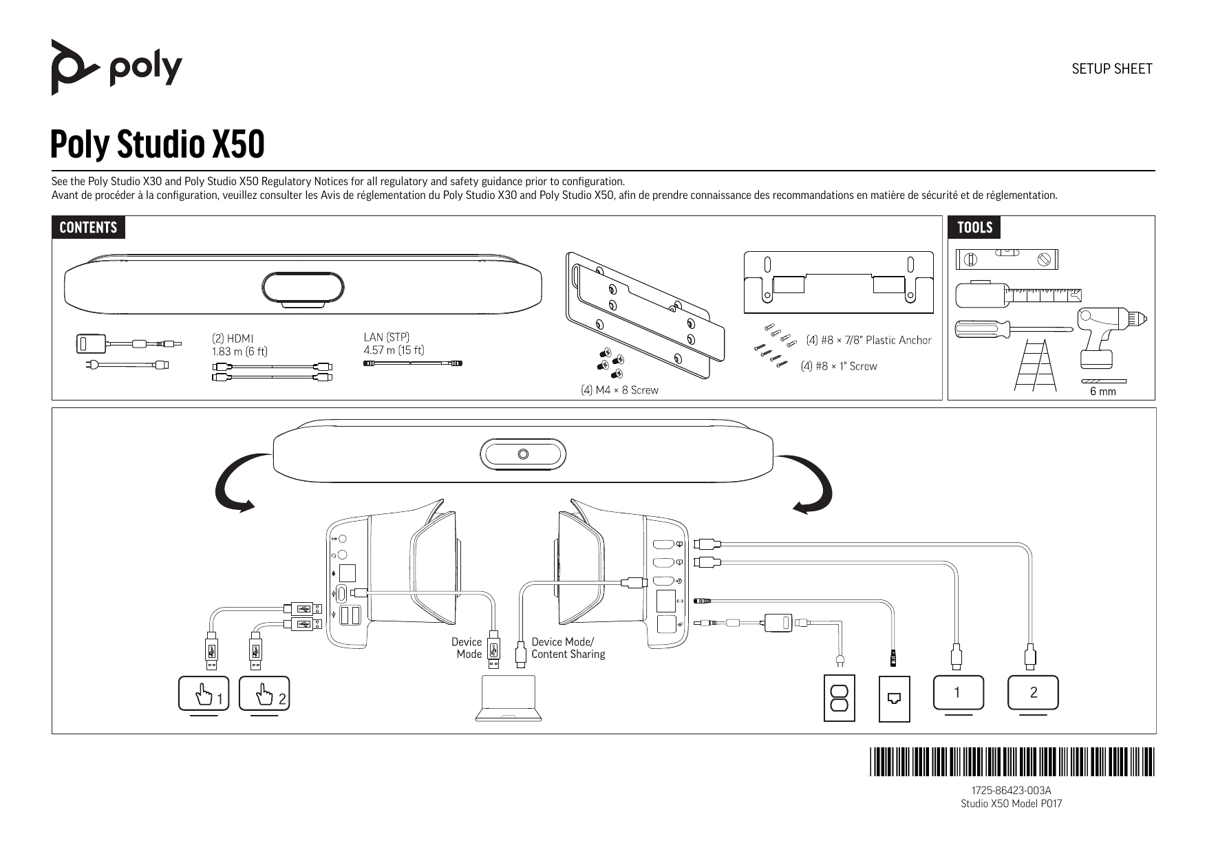 Poly Studio X50 Setup Sheet | Manualzz