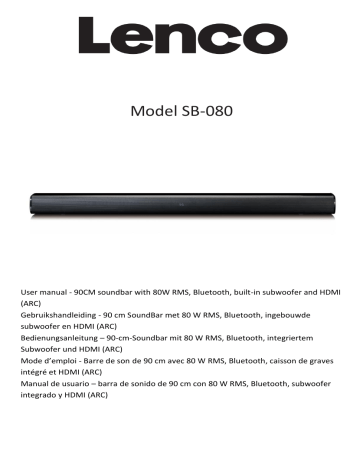 Lenco SB-080 BK, SB-080 90 cm Sound Bar, SB-080 User manual | Manualzz