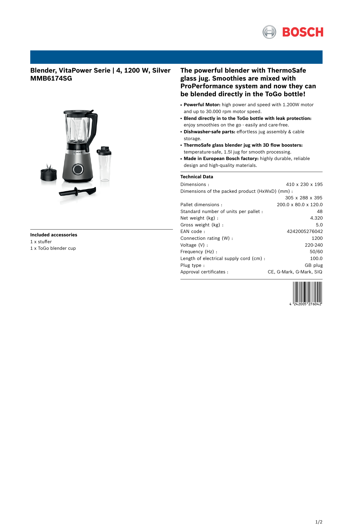 MMB6174SG Blender