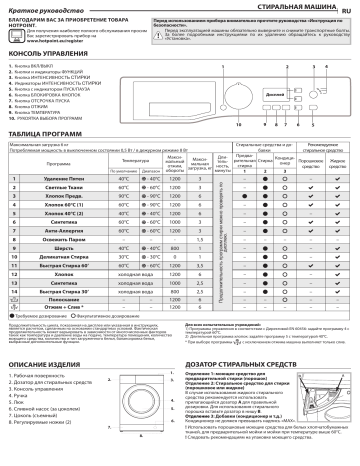 HOTPOINT/ARISTON FRE G612 ST W Washing machine Руководство пользователя | Manualzz