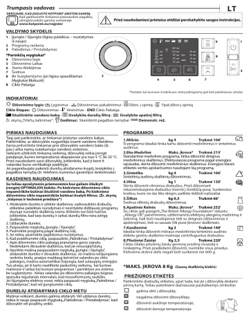 HOTPOINT/ARISTON NT M10 81 EU Dryer Vartotojo vadovas | Manualzz