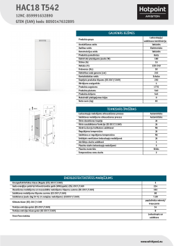 HOTPOINT/ARISTON HAC18 T542 - Информације о производу, Упутство за  инсталацију, Упутство за коришћење | manualzz.com