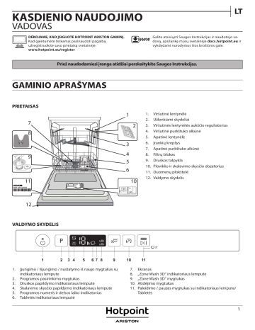 HOTPOINT/ARISTON HIC 3C41 CW Dishwasher Vartotojo vadovas | Manualzz