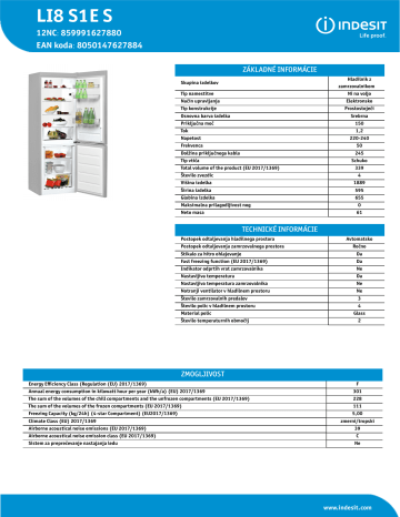 Indesit LI8 S1E S Fridge/freezer combination Navodila za uporabo | Manualzz