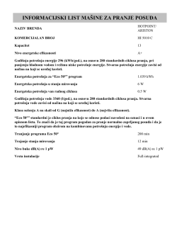 HOTPOINT/ARISTON HI 5010 C - Informacije o Proizvodu, Korisnički priručnik,  Vodič za instalaciju | manualzz.com