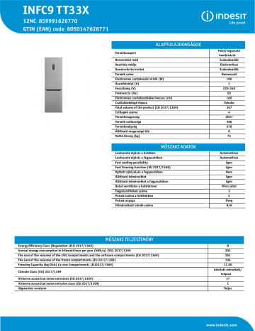 Indesit INFC9 TT33X Fridge/freezer combination Používateľská príručka | Manualzz