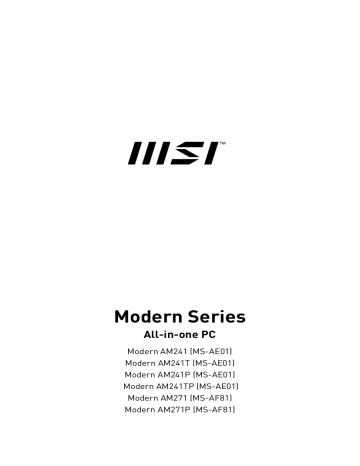 MSI Modern AM241TP 11M ALL-IN-ONE PC Owner's Manual | Manualzz