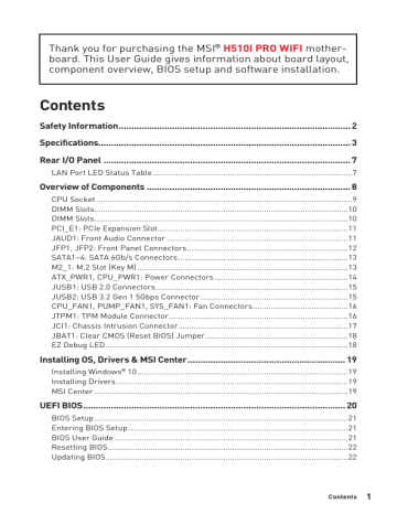 Msi H510i Pro Wifi Motherboard Manuel Du Proprietaire Manualzz