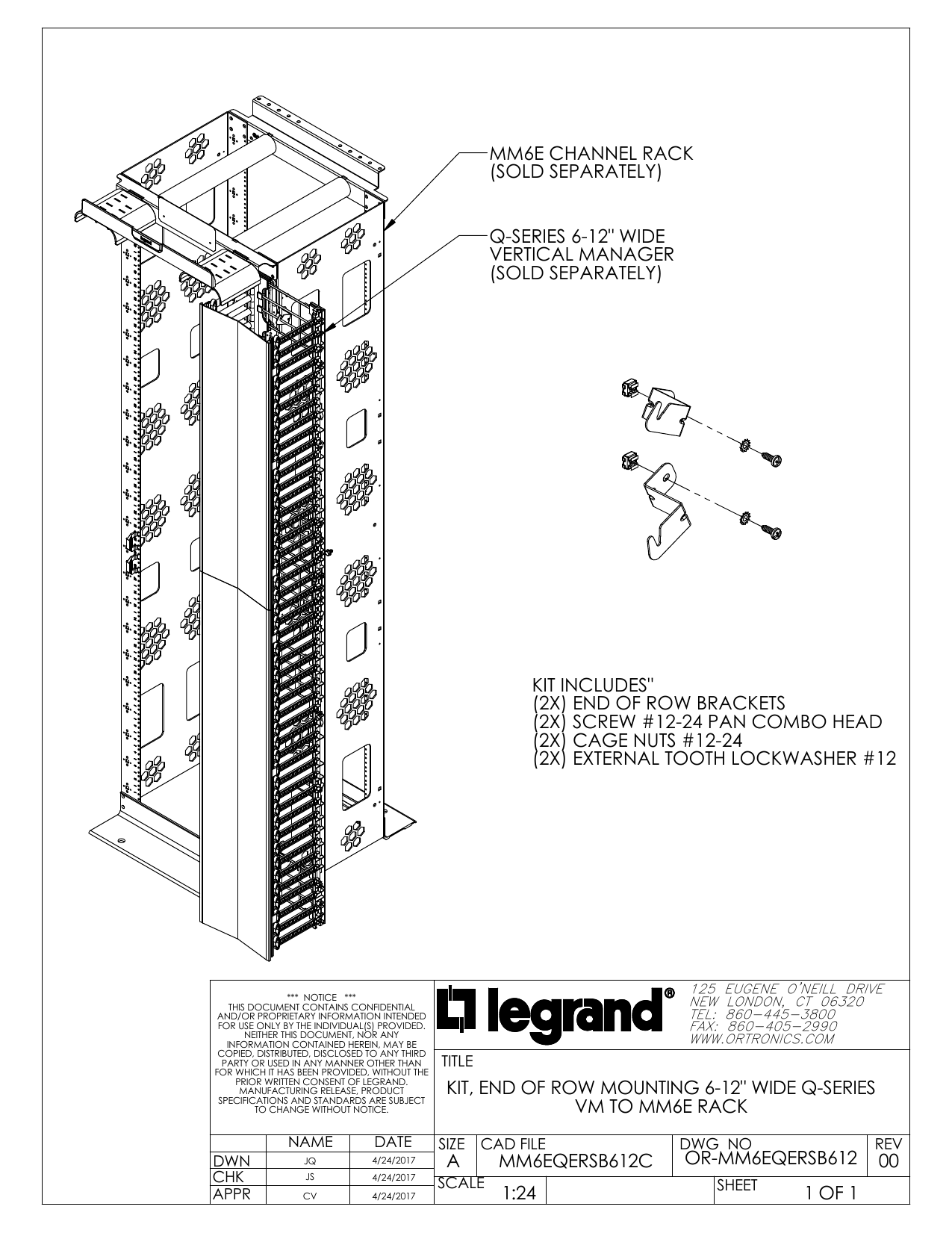 Legrand Mighty Mo 6e 2 Post Channel Racks Mm6eqersb612 Customer Drawing Specification Manualzz