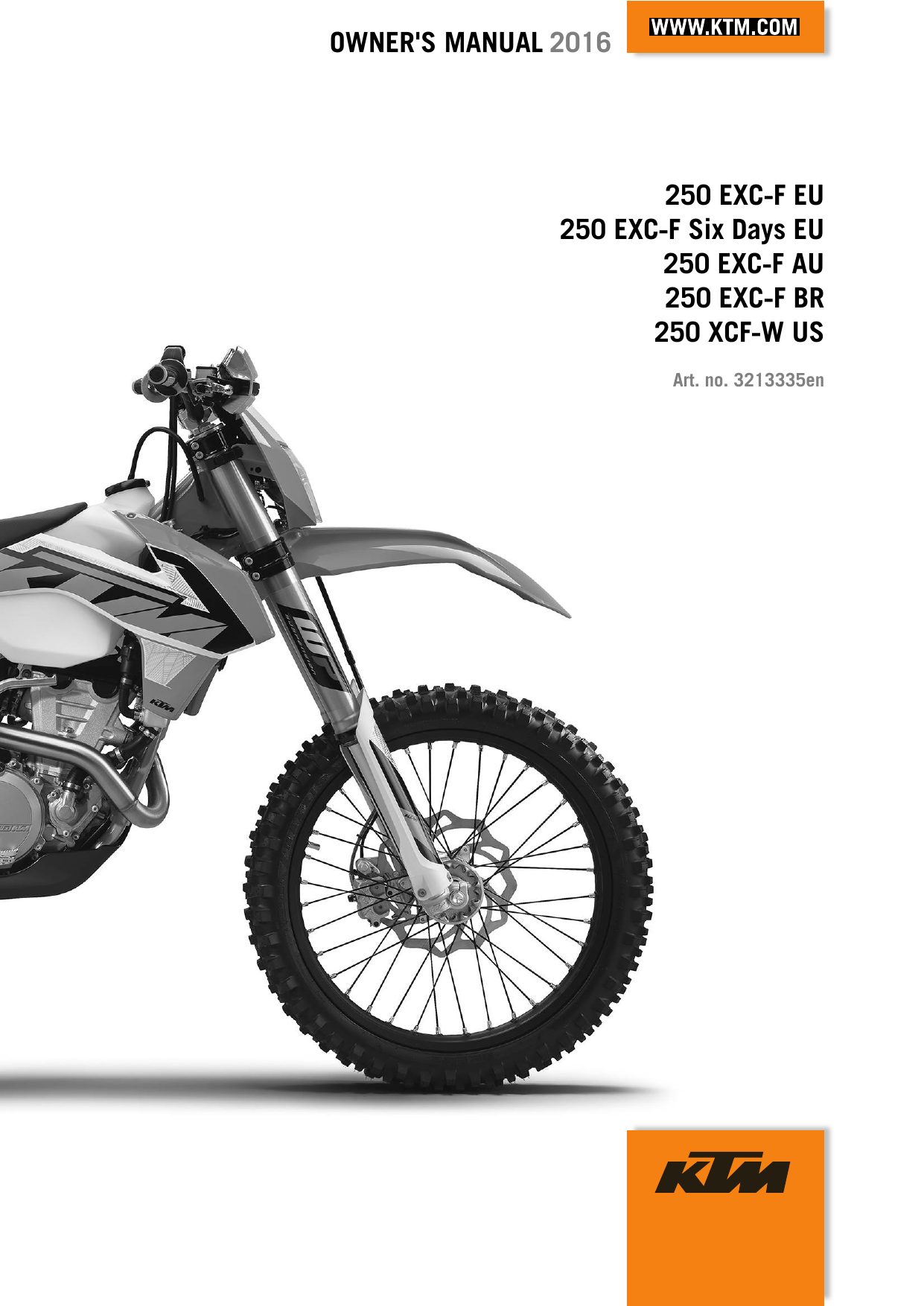 KTM 250 EXC-F 2016 Owner Manual | Manualzz