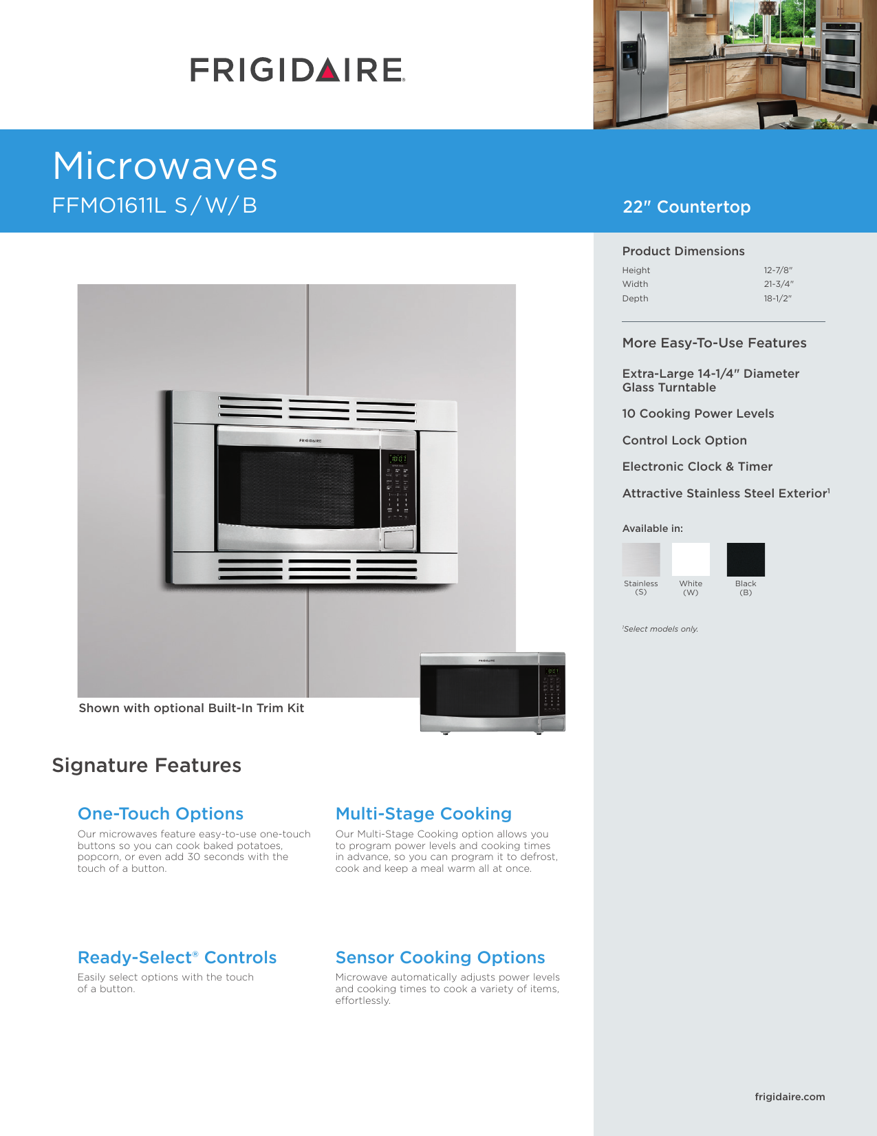 Frigidaire FFCM1134L 1.1 Cu. Ft. Microwave, Stainless Steel