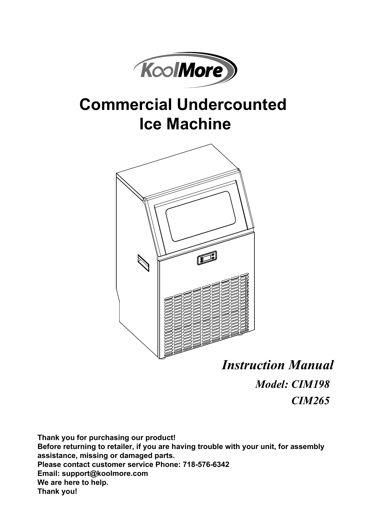 KoolMore 265-lb Drop-down Door Built-In For Commercial Use Cubed Ice Maker  (Black/Stainless Steel) in the Ice Makers department at