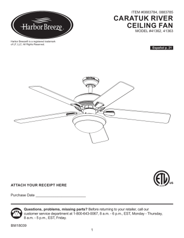 Harbor Breeze 41362 Caratuk River 42 In Bronze Led Ceiling Fan Installation Manual Manualzz Harbor Breeze 41362 Caratuk River 42 In, Caratuk River Ceiling Fan