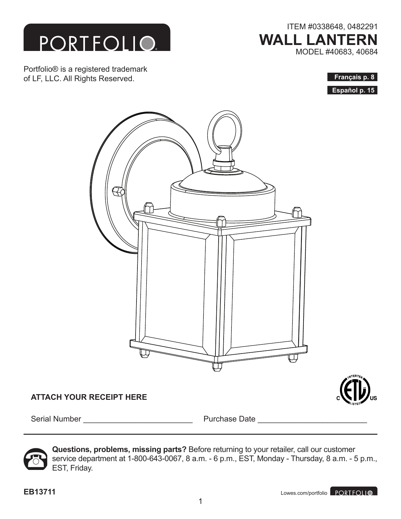 Portfolio Outdoor Lighting User Manual Shelly Lighting
