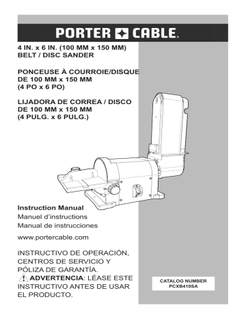 Porter Cable Pcxb410sa 4 In X 6in Bench Belt Disc Sander Manual Manualzz