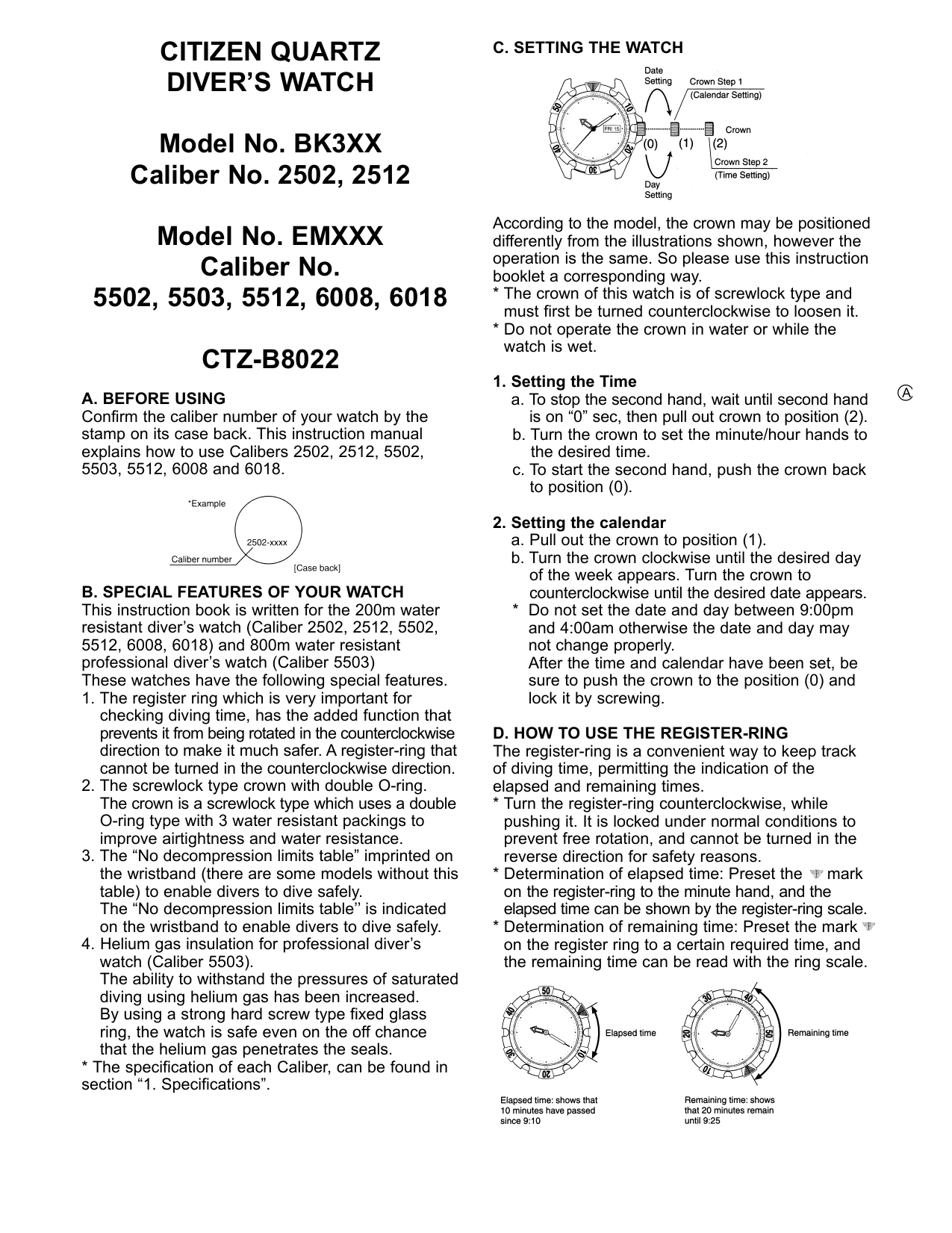 citizen 5812 manual