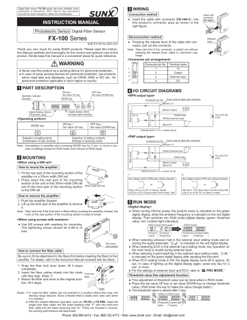 Sunx FX-101 Instruction Manual | Manualzz