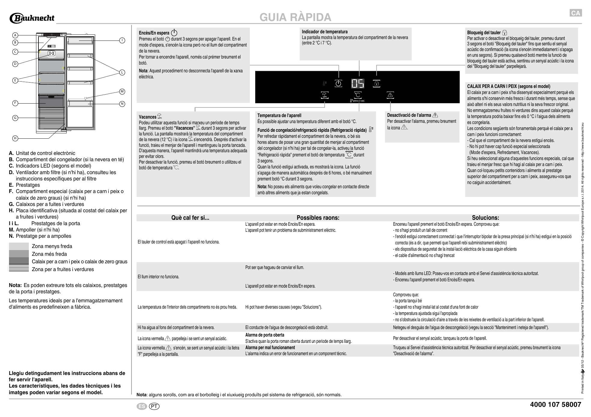 Bauknecht Kvie 4184 A Refrigerator Manual De Usuario Manualzz