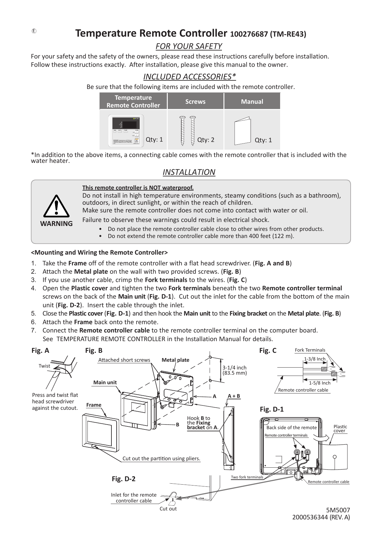 Home AO Smith/Takagi 100276687 Temperature Remote Controller TMRE43 Other Home & Garden Home