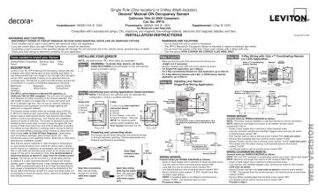 Leviton IPP15-1FW Manual-On Occupancy Sensor, 1800W@120VAC INC, 1800VA ...