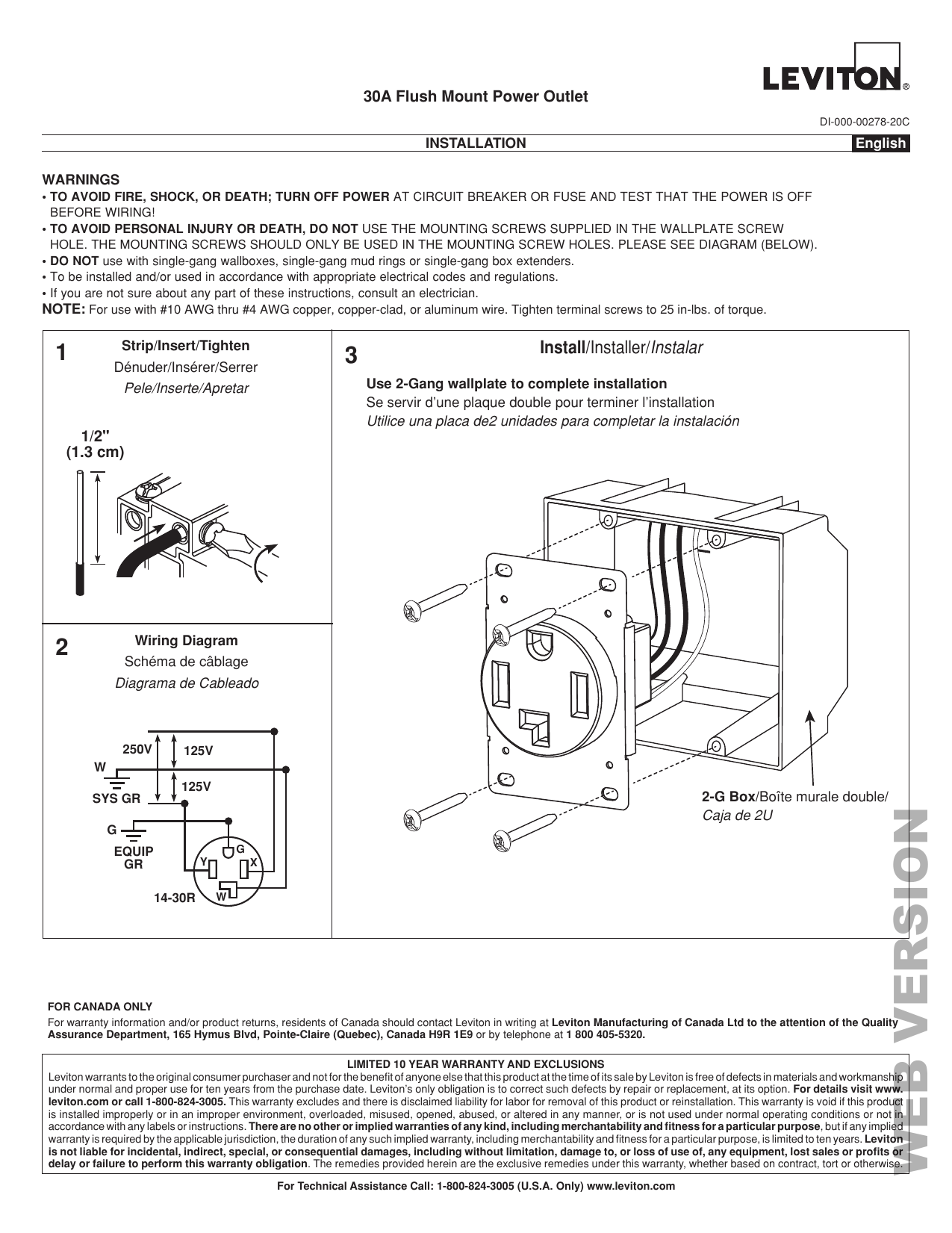 Leviton 30a Flush Mount Power Outlet Wiring Diagram Wiring Diagram