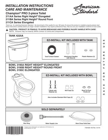 American Standard Champion Pro 211BA.104.021 Round Front Toilet - Bone