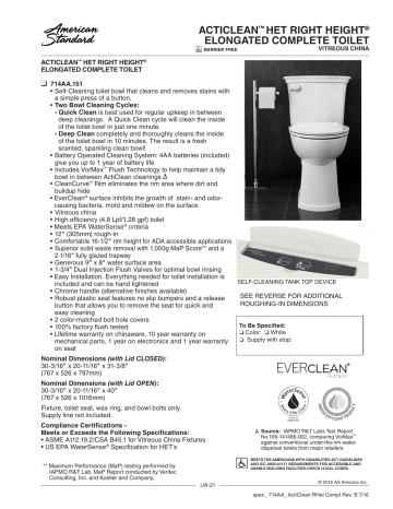 American Standard Acticlean 714AA151.020 Toilet Review - Consumer Reports