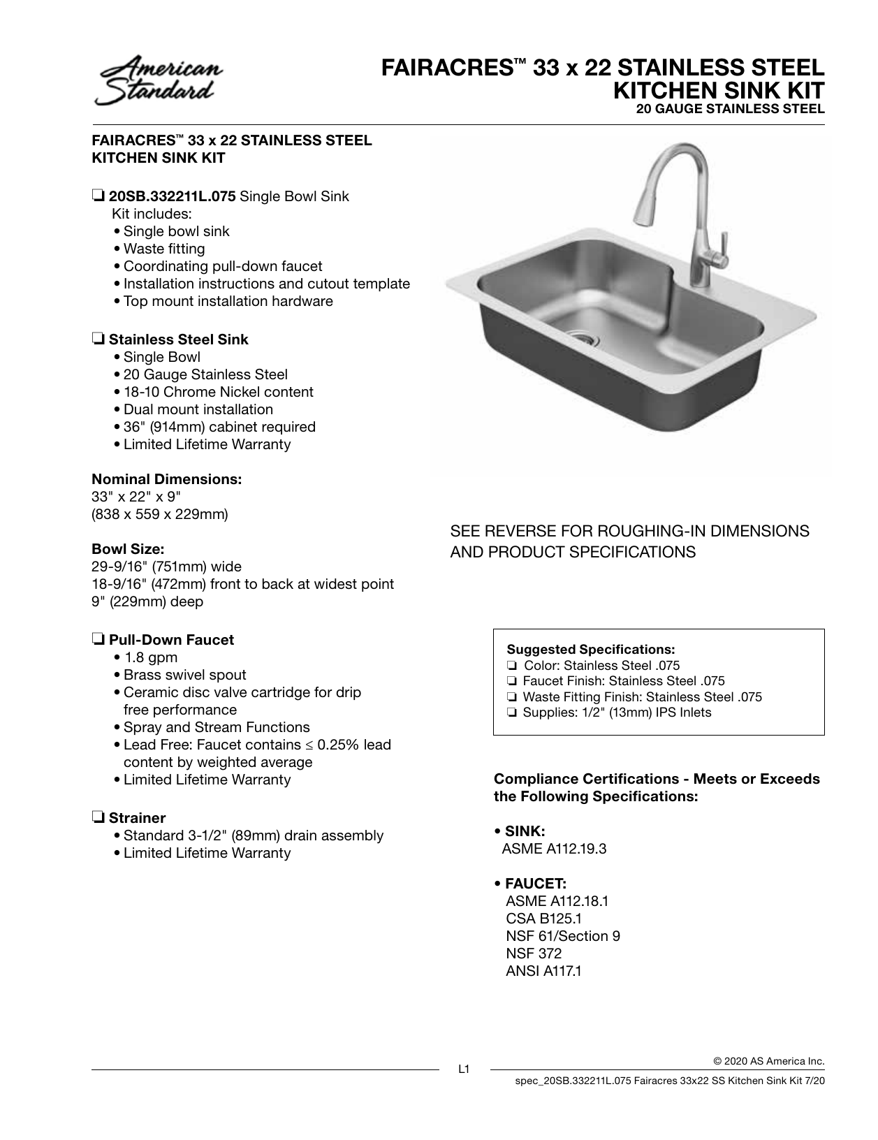 American Standard Sullivan Drop-In 33-in x 22-in Stainless Steel Double  Offset Bowl 2-Hole Kitchen Sink All-in-one Kit