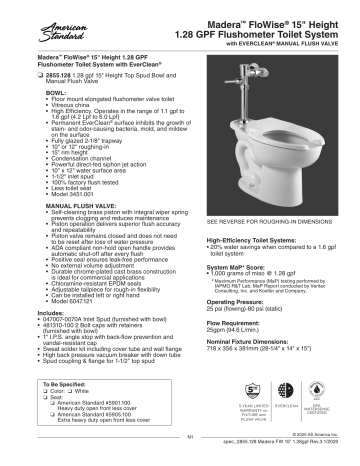 American Standard 2855.128.020 Madera 1.28 gpf EverClean Toilet Spec ...