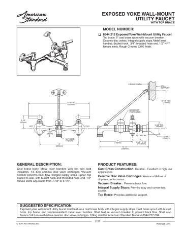 American Standard 8344.212.004.000 Service Sink Faucet Spec Sheet | Manualzz
