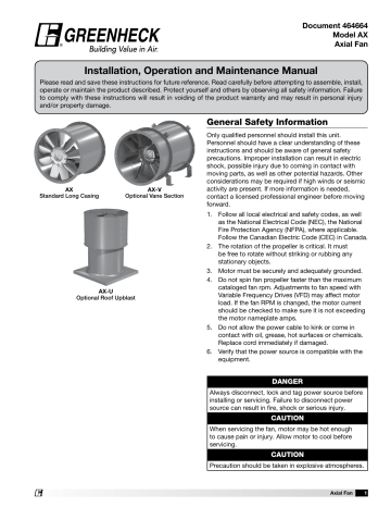 Greenheck 464664 AX Installation And Operation Manual | Manualzz