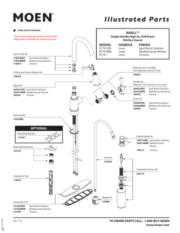 Moen 87791BRB Noell Mediterranean Bronze Pulldown Kitchen Faucet ...