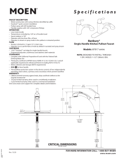 Moen 87017W - Installation guide, Owner's manual, Product information