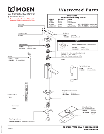 Moen S6700BN 90 Degree Brushed nickel one-handle low arc bathroom ...