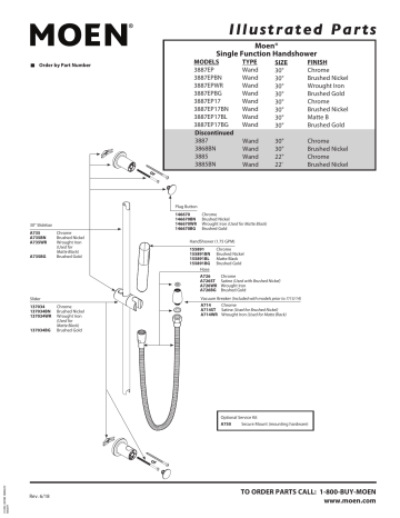 Moen 3887 Moen Chrome handheld shower Exploded Parts View | Manualzz