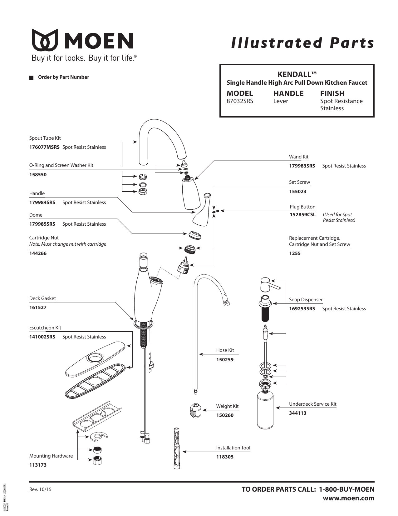 Moen 87032srs Kendall Spot Resist Stainless One Handle High Arc Pulldown Kitchen Faucet Exploded Parts View Manualzz