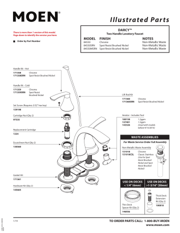 Moen 84550 Darcy Chrome two-handle high arc bathroom faucet Exploded ...