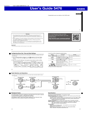 Casio sale 5476 manual