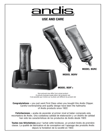 Andis BGRC BGR®C Detachable Blade Clipper Use & Care Guide | Manualzz