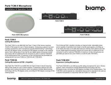 Biamp Parlé TCM-X Microphone Installation & Operation Guide | Manualzz