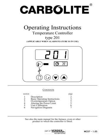 Carbolite Gero 201 Controller without timer Operating Manual | Manualzz