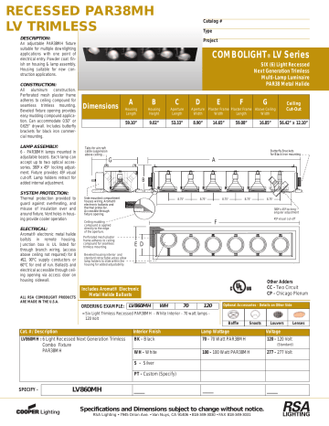 Cooper Lighting LV860MH Indoor Furnishings User manual | Manualzz
